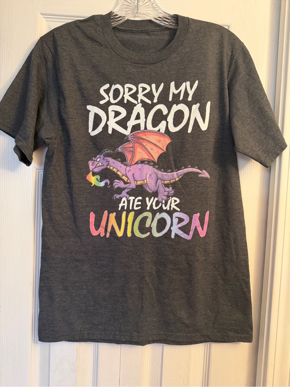 ✨3/$10 or 5/$15 Dragon Unicorn Graphic Tee - Dark Gray size M